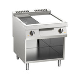 Fry-top electric mare, platou mixt cromat, pe suport deschis, Linia 700, Silko